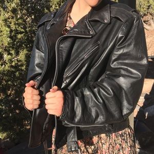 Vintage Black “Excelled” Genuine Leather Jacket